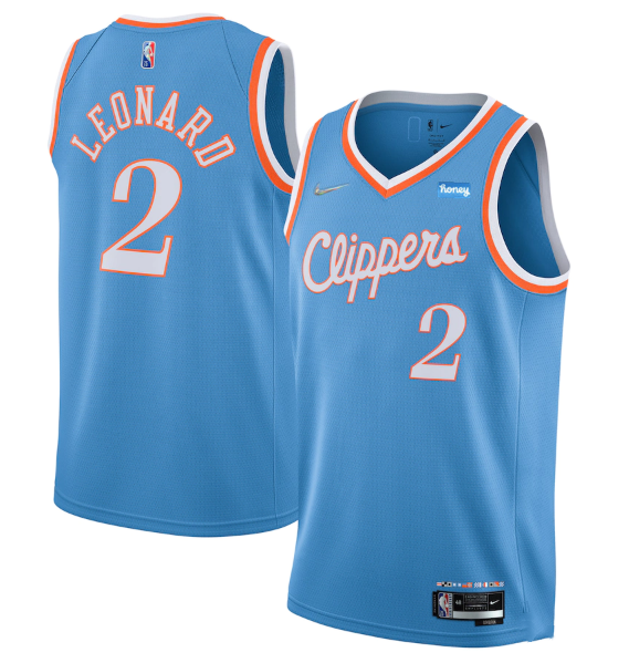 Men's Los Angeles Clippers #2 Kawhi Leonard 2021/22 City Edition Light Blue 75th Anniversary Stitched Basketball Jersey Men's Los Angeles Clippers #2 Kawhi Leonard 2021/22 City Edition Light Blue 75th Anniversary Stitched Basketball Jersey